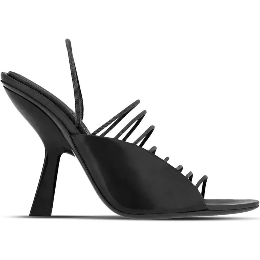 Ferragamo black leather, lambskin lined straps heel.
